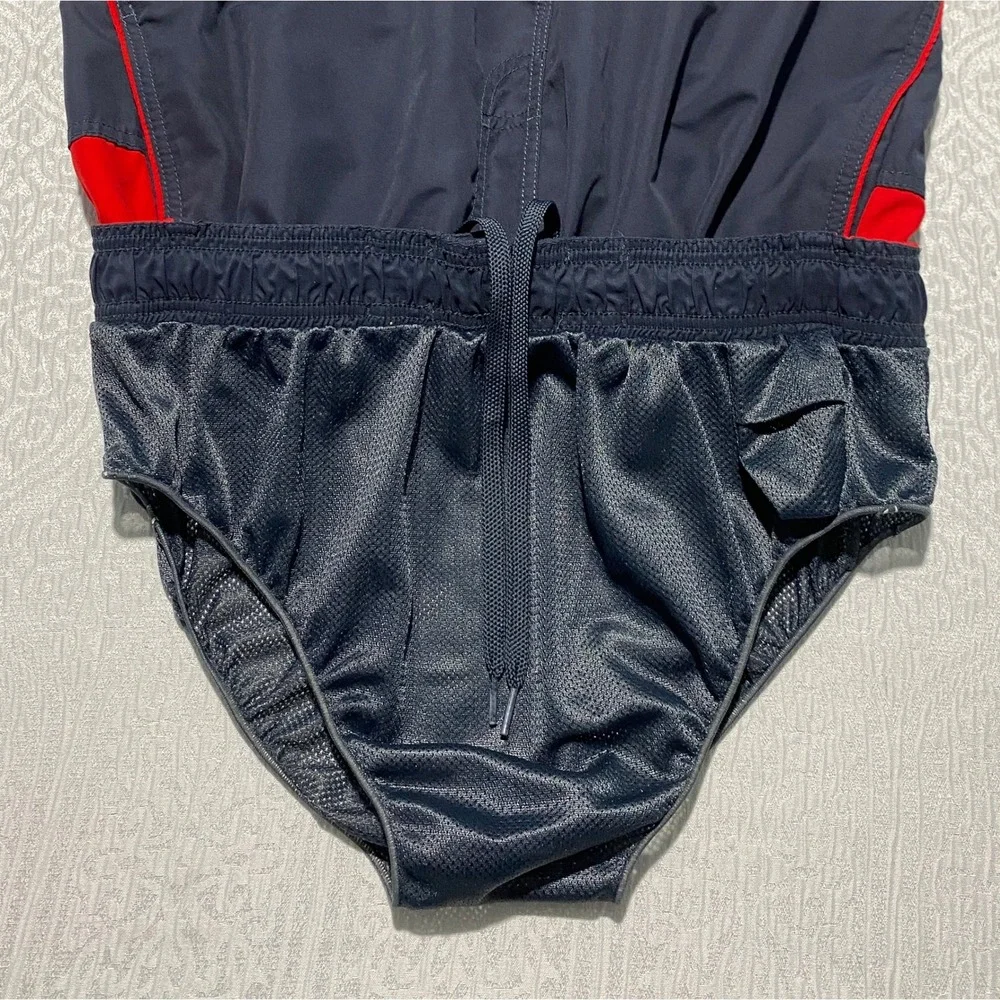 Speedo Mens XL Navy Blue Red Colorblock‎ Board Shorts Swim Trunks Cargo Pocket